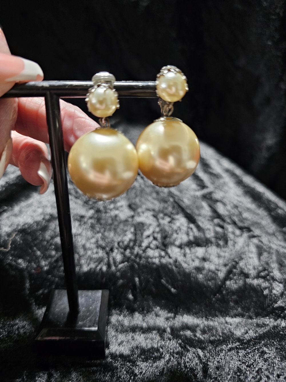 Park Lane Golden Pearl Drop Earrings signed